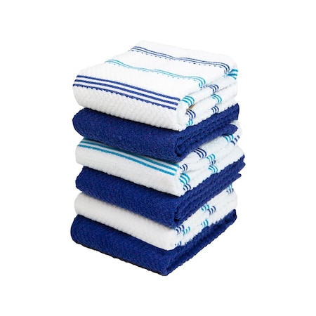 Monarch Brands Premier Kitchen Towels, Striped Pattern , Blue, Navy, 144PK SC-KT6-STBNV-CS